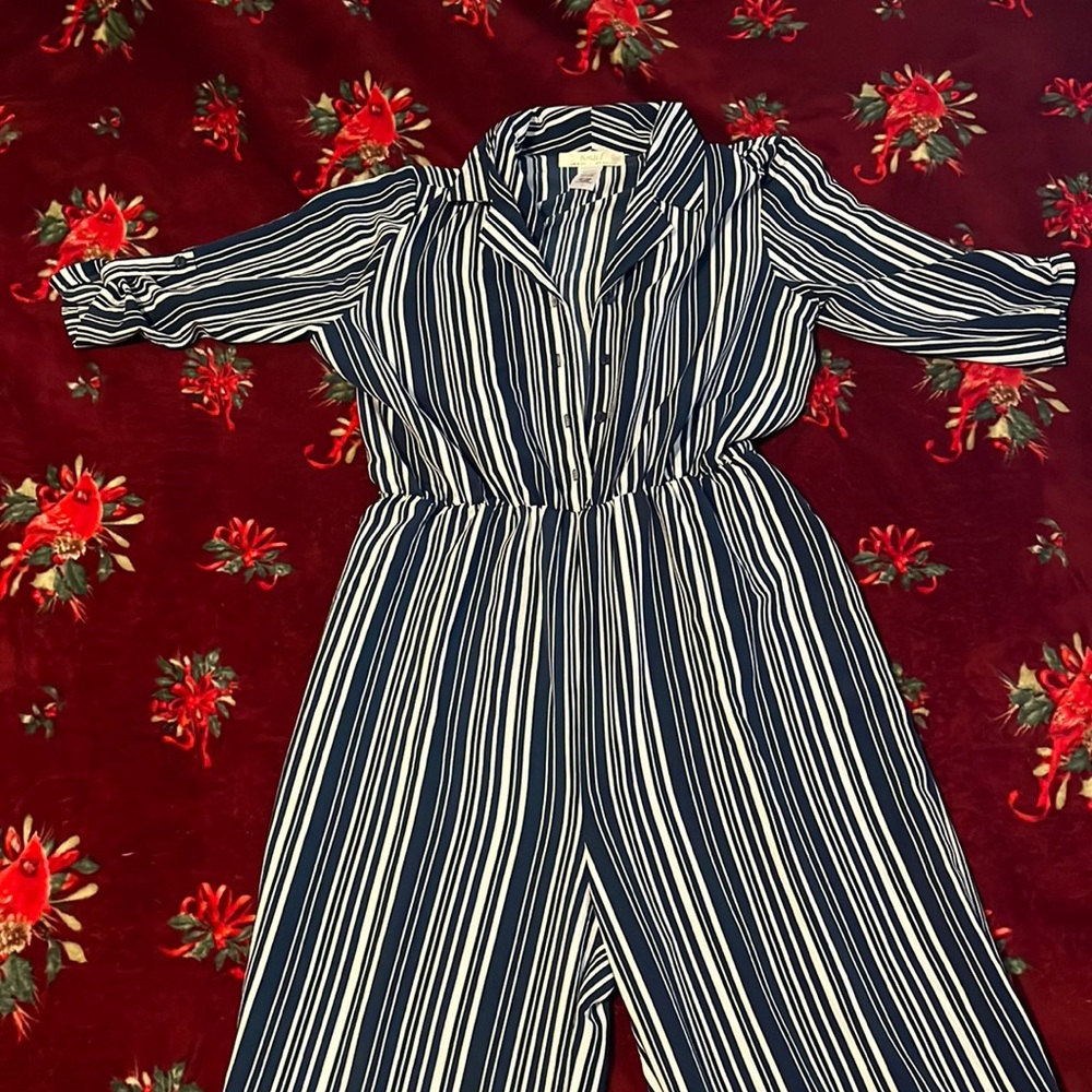 Blue and white one piece  size large